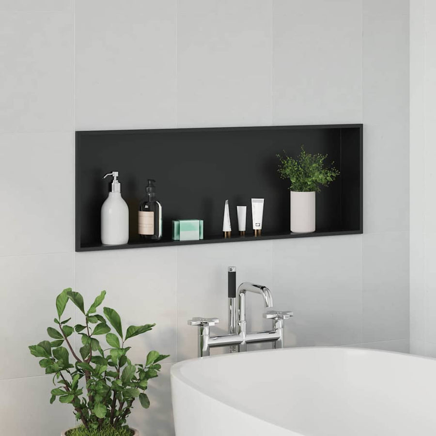 Douche Niche Zwart 90 x 30 x 9.5 cm Roestvrij staal
