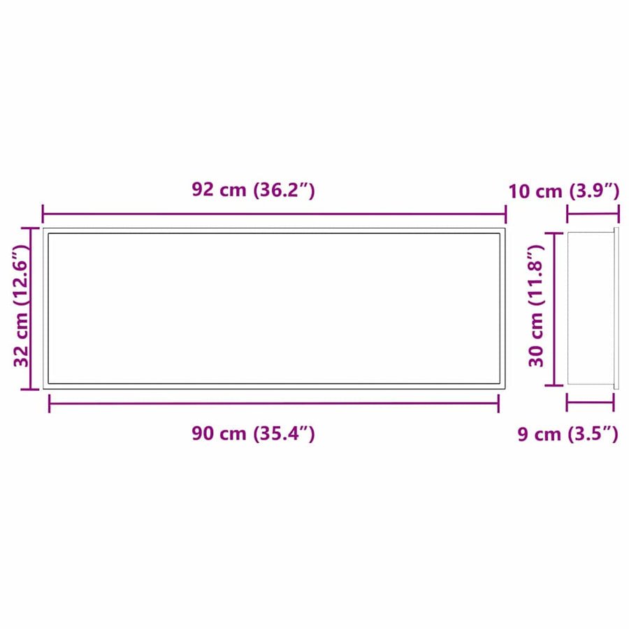 Douche Niche Wit 90 x 30 x 9.5 cm Roestvrij staal