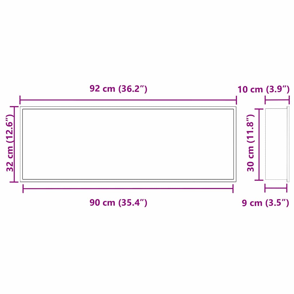 Douche Niche Zilver 90 x 30 x 9.5 cm Roestvrij staal