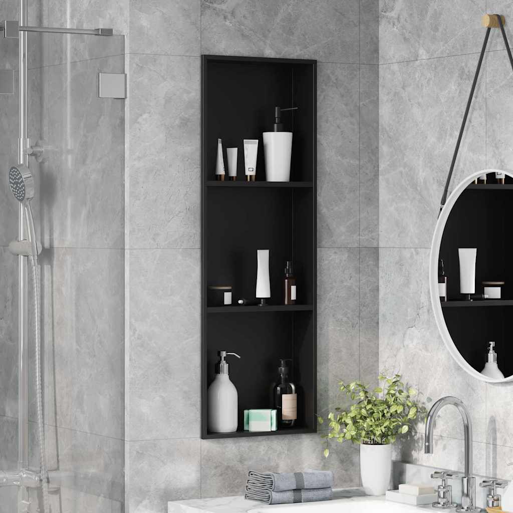 Douche Niche Zwart 90 x 30 x 9.5 cm Roestvrij staal