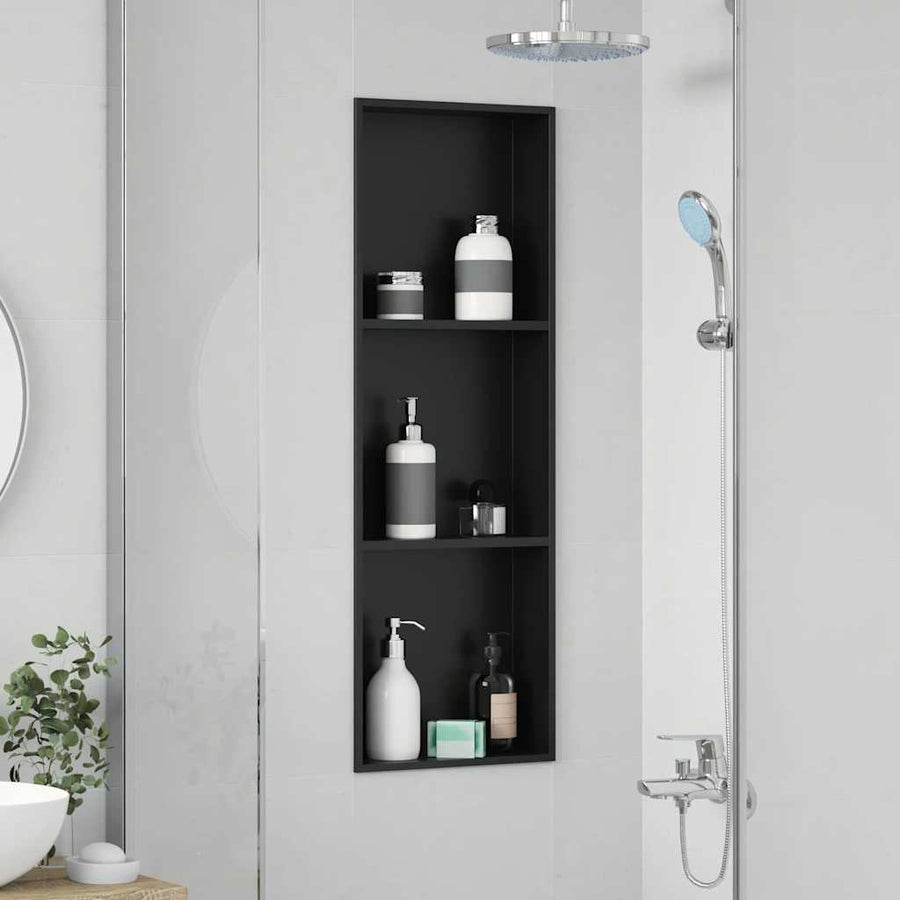 Douche Niche Zwart 90 x 30 x 9.5 cm Roestvrij staal