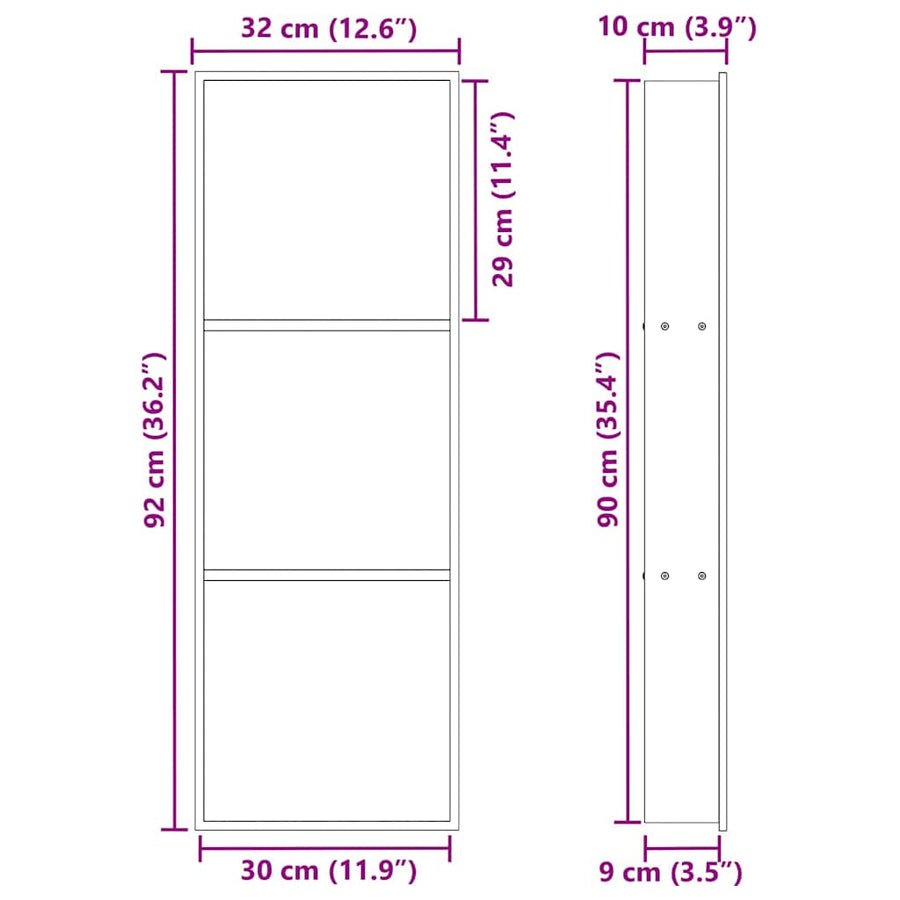 Douche Niche Wit 90 x 30 x 9.5 cm Roestvrij staal