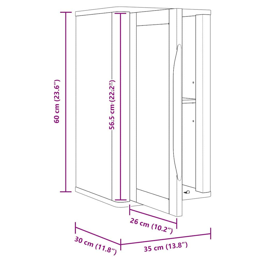 Badkamer wandkast Wasbruin 60 x 40 x 80 cm Massief grenenhout