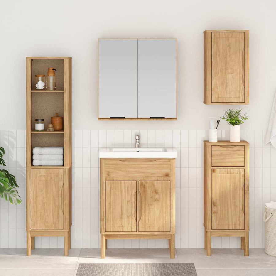 Badkamerkast Wasbruin 35 x 30 x 85 cm Massief grenenhout