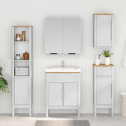 Badkamerkast massief grenenhout wit 35x30x85 cm
