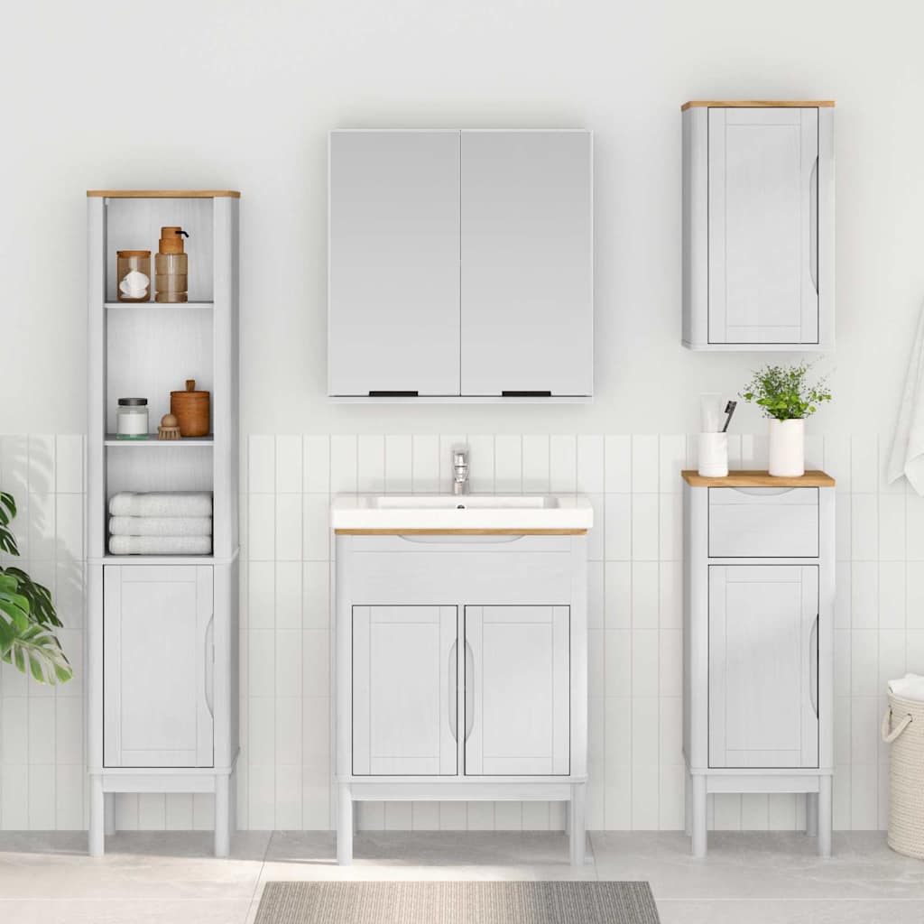 Badkamerkast met lade Wit 35 x 30 x 85 cm Massief grenenhout
