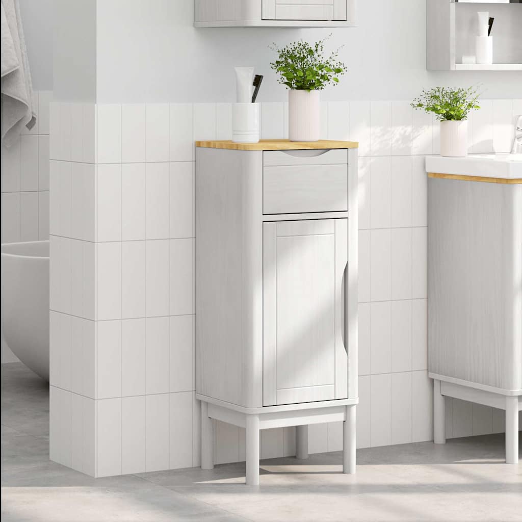 Badkamerkast met lade Wit 35 x 30 x 85 cm Massief grenenhout