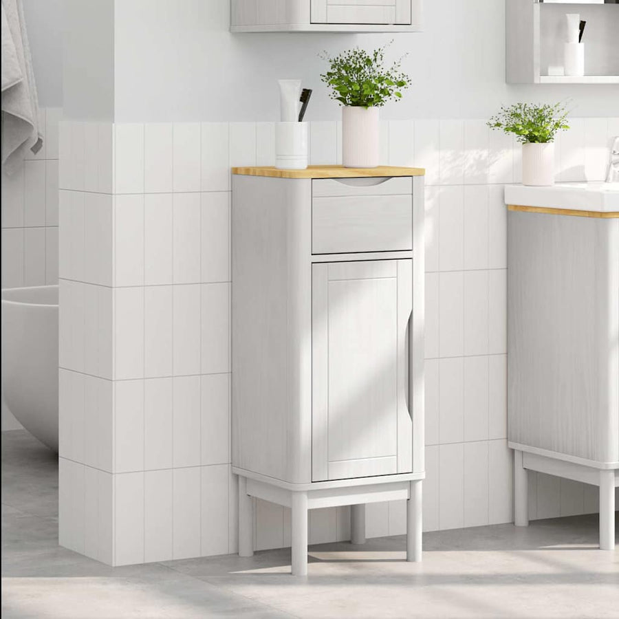 Badkamerkast met lade Wit 35 x 30 x 85 cm Massief grenenhout