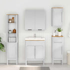 Tall bathroom cabinet FLORO White 35 x 30 x 160 cm Solid Pine Wood