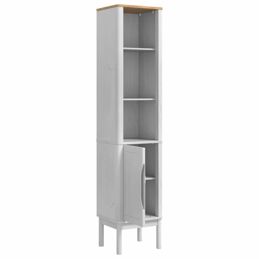 Hoge badkamerkast Wit 36 x 30 x 160 cm Massief grenenhout