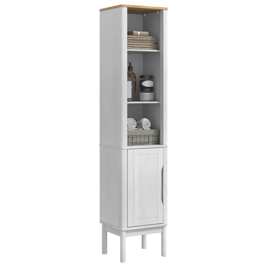 Hoge badkamerkast Wit 36 x 30 x 160 cm Massief grenenhout