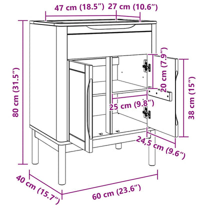 Badkamer wastafelkast met plank FLORO Wit 60 x 40 x 80 cm