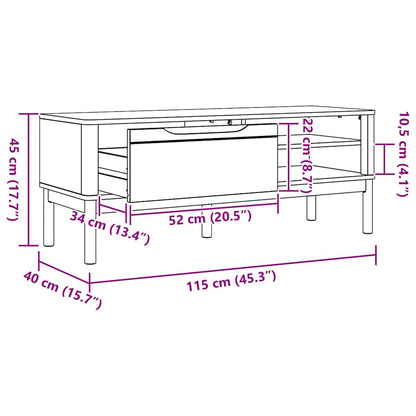 Hal bank met lade Wasbruin 115 x 40 x 45 cm Massief Vurenhout