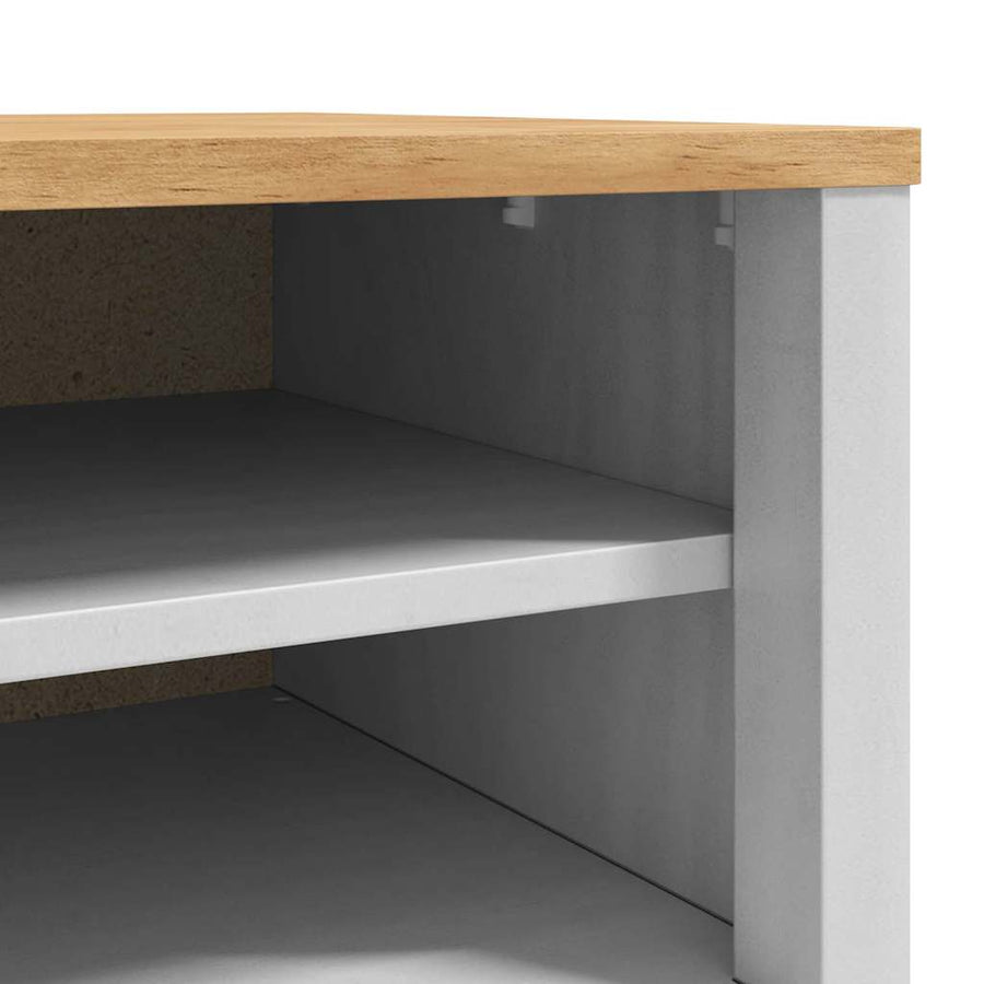 Hal bank met lade Wit 115 x 40 x 45 cm Massief Vurenhout