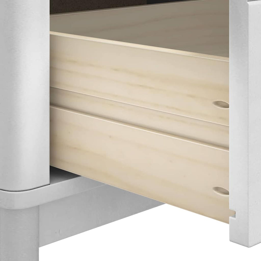Hal bank met lade Wit 115 x 40 x 45 cm Massief Vurenhout