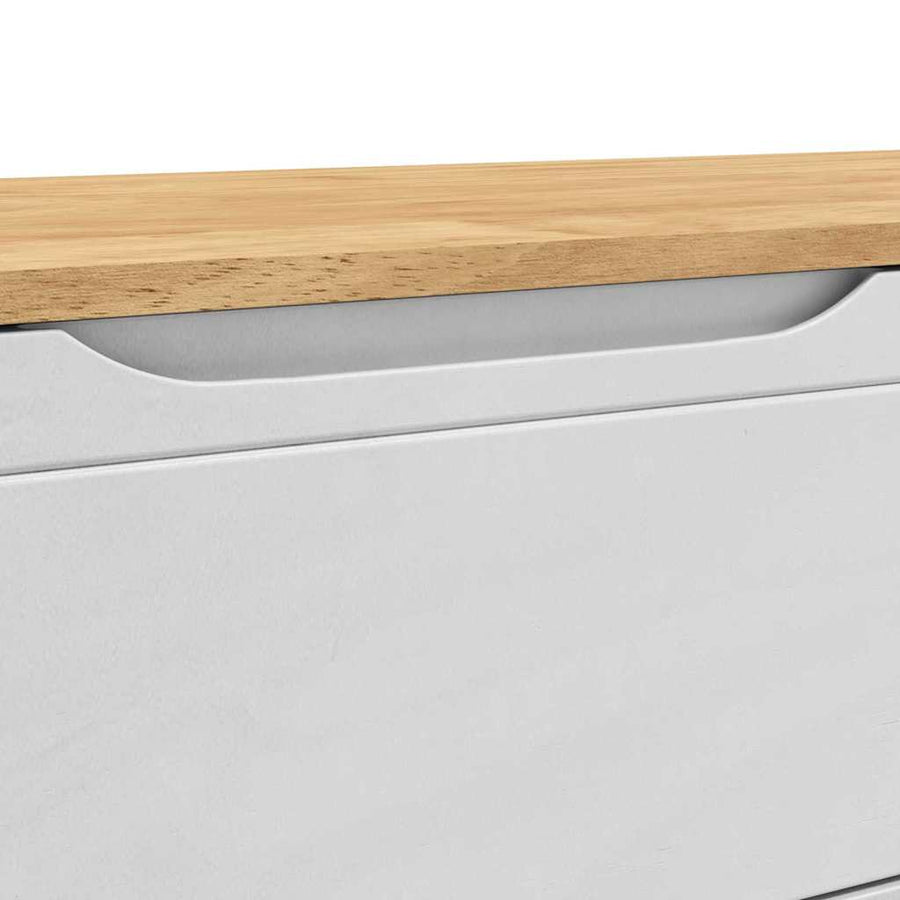 Hal bank met lade Wit 115 x 40 x 45 cm Massief Vurenhout