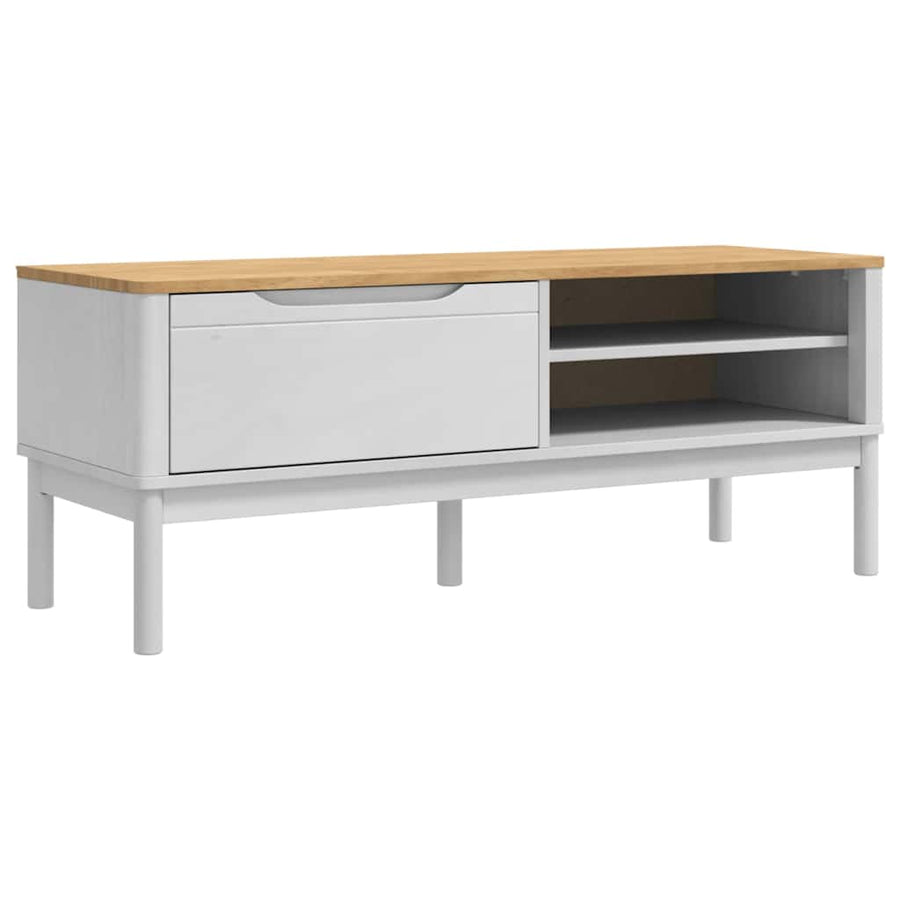 Hal bank met lade Wit 115 x 40 x 45 cm Massief Vurenhout