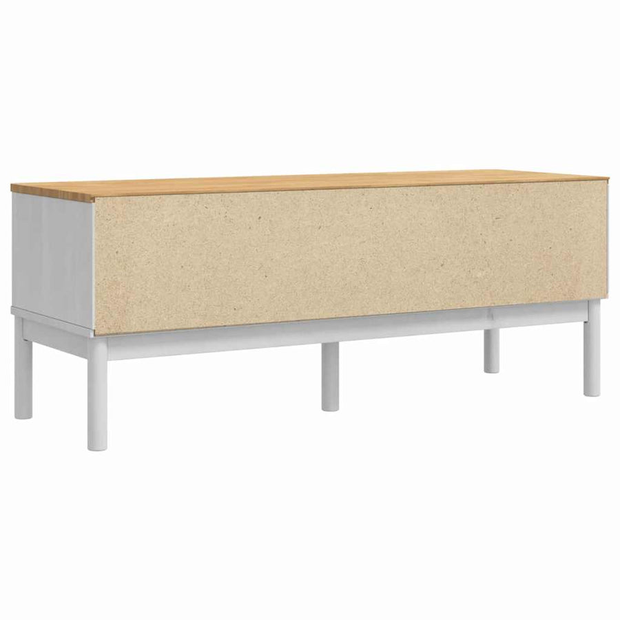 Hal bank met lade Wit 115 x 40 x 45 cm Massief Vurenhout