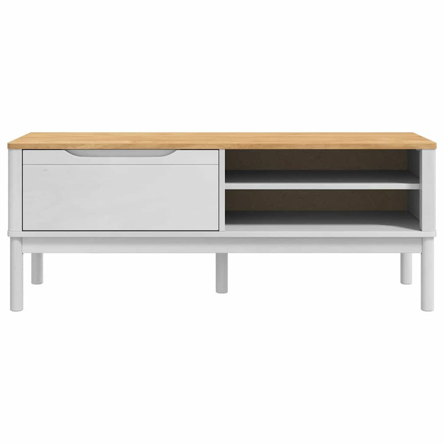 Hal bank met lade Wit 115 x 40 x 45 cm Massief Vurenhout