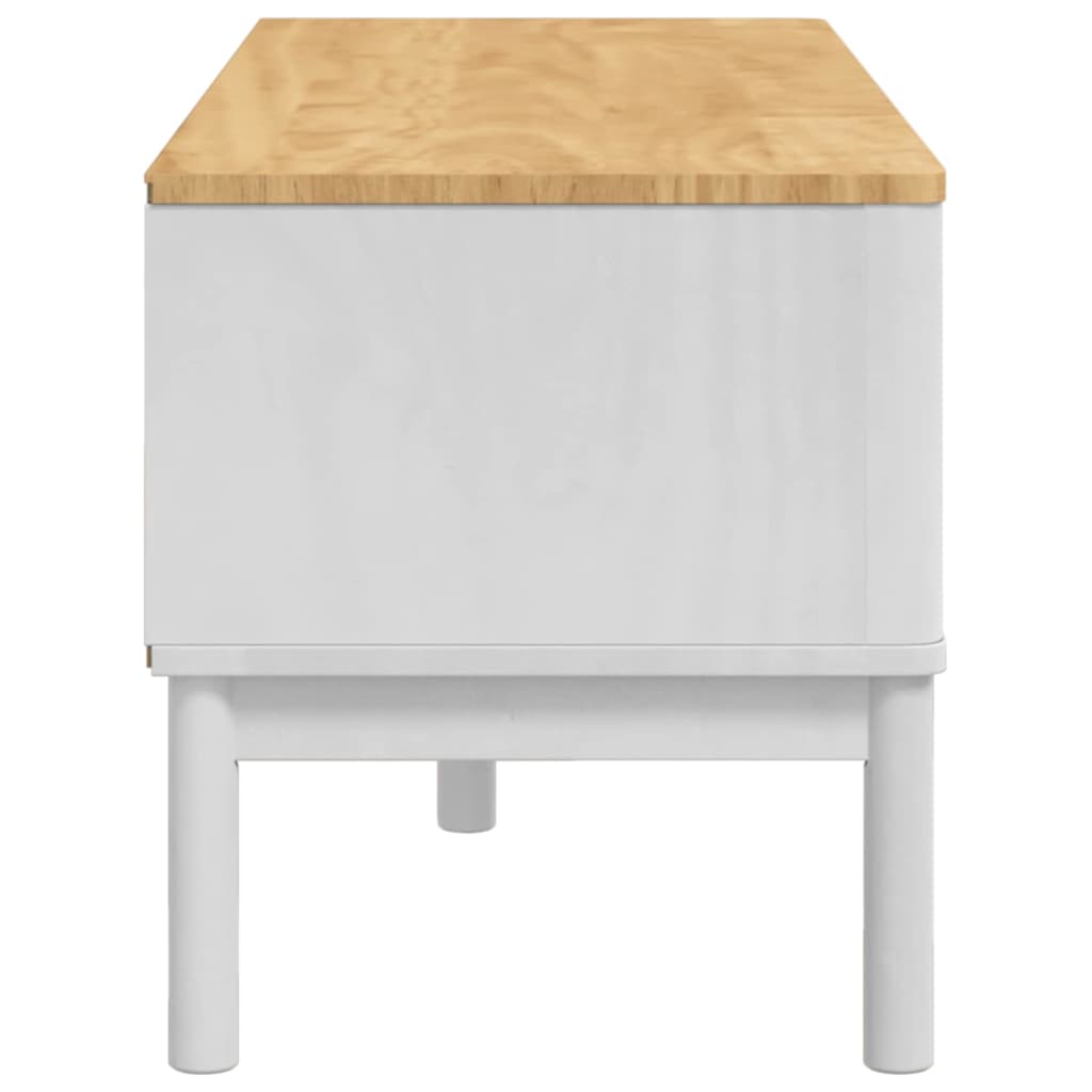 Hal bank met lade Wit 115 x 40 x 45 cm Massief Vurenhout