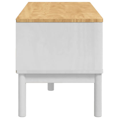 Hal bank met lade Wit 115 x 40 x 45 cm Massief Vurenhout