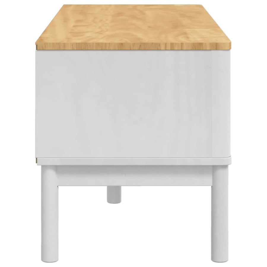 Hal bank met lade Wit 115 x 40 x 45 cm Massief Vurenhout