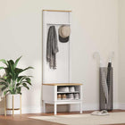 Hallway cabinet with shelf FLORO White 50 x 40 x 158 cm Solid Spruce Wood