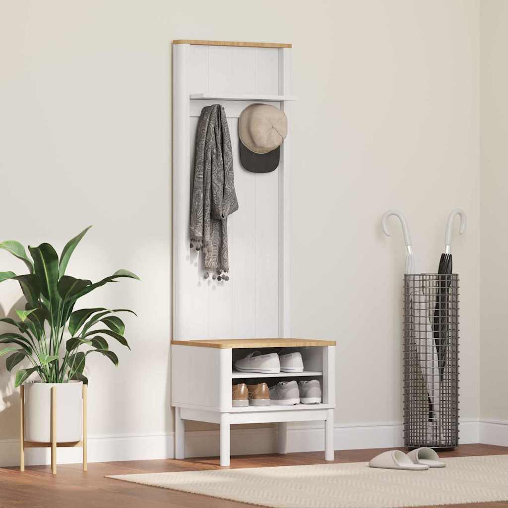 Halkast met plank FLORO Wit 50 x 40 x 158 cm Massief Vurenhout