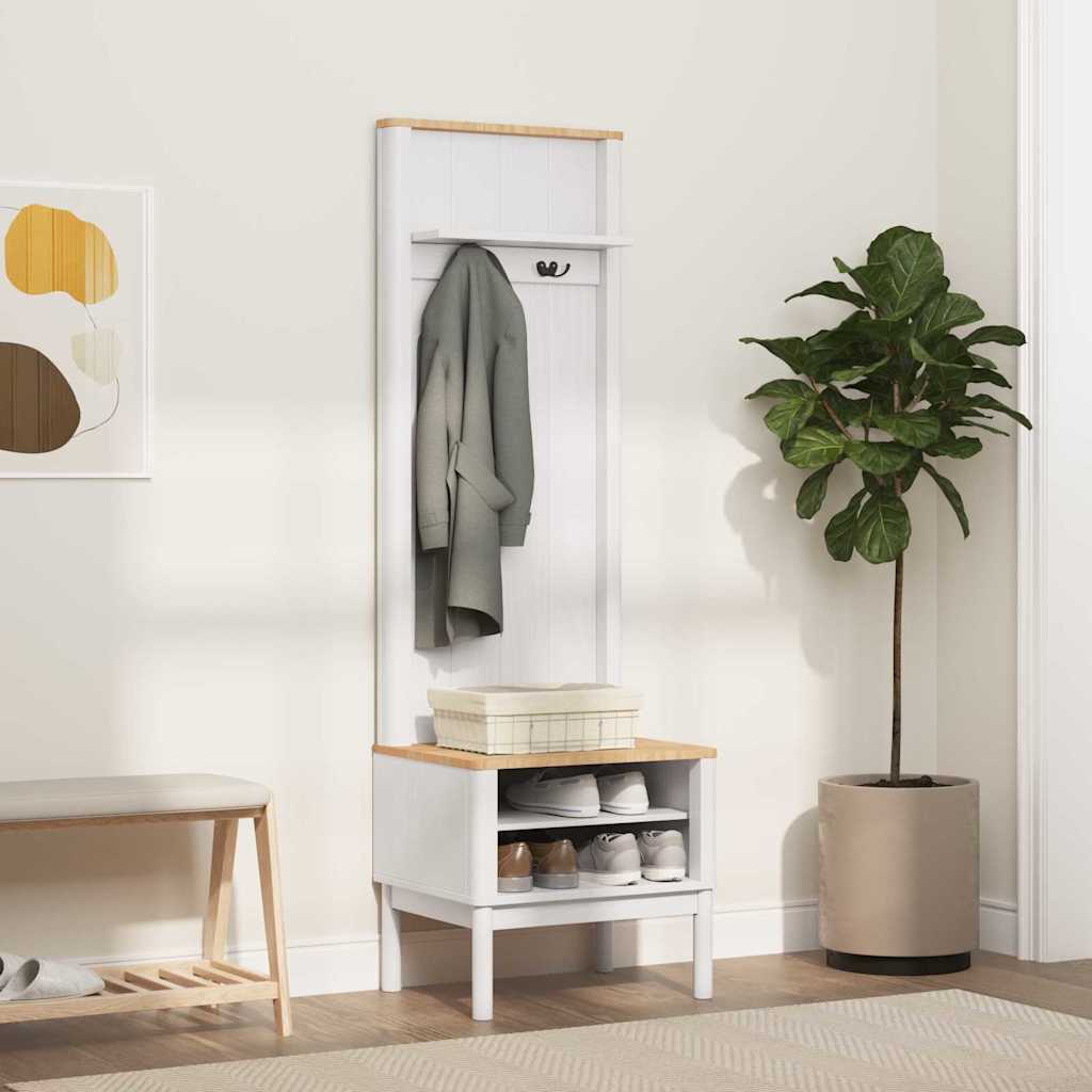 Halkast met plank FLORO Wit 50 x 40 x 158 cm Massief Vurenhout