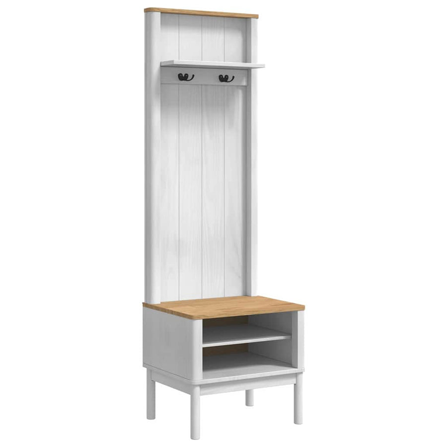 Halkast met plank FLORO Wit 50 x 40 x 158 cm Massief Vurenhout
