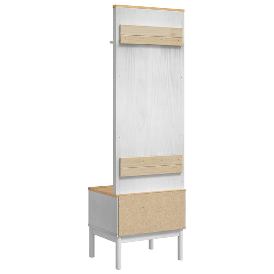 Halkast met plank FLORO Wit 50 x 40 x 158 cm Massief Vurenhout