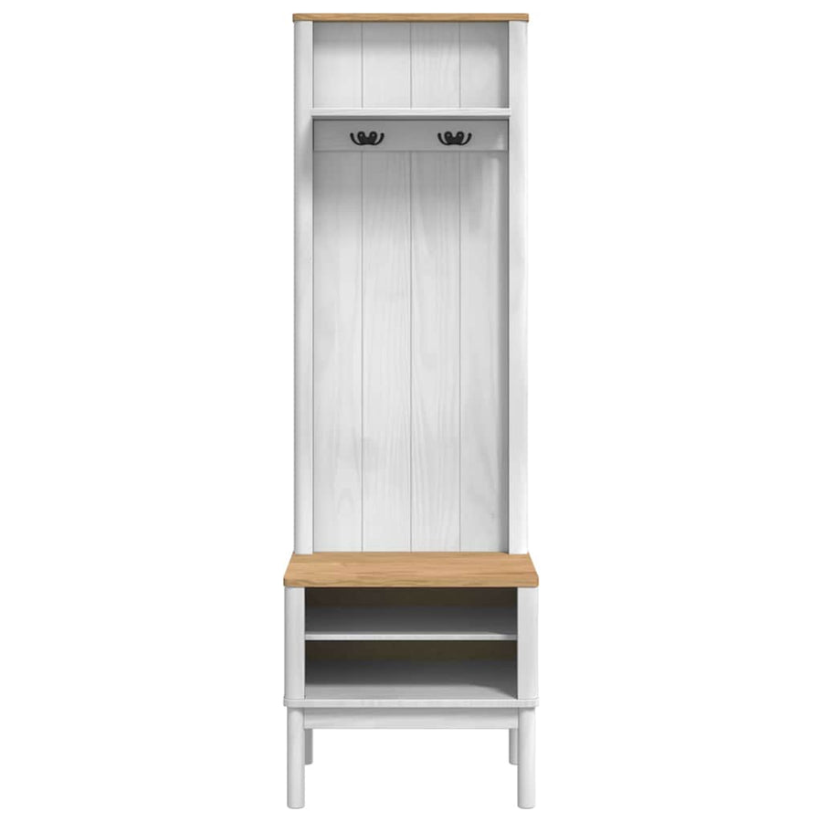 Halkast met plank FLORO Wit 50 x 40 x 158 cm Massief Vurenhout