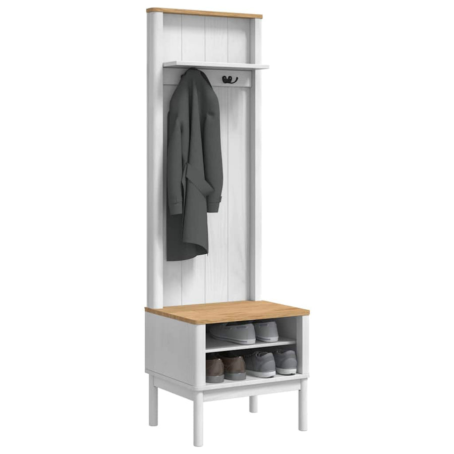Halkast met plank FLORO Wit 50 x 40 x 158 cm Massief Vurenhout