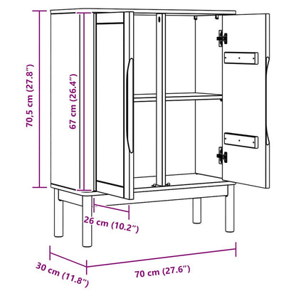 Dressoir Wit 70 x 30 x 70,5 cm Massief Vurenhout