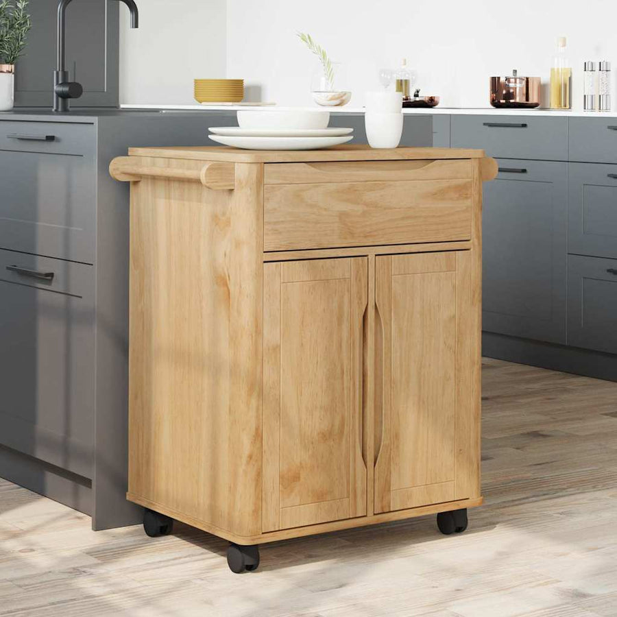 Keuken Trolley Wasbruin 72,5 x 45 x 80 cm Massief Vurenhout