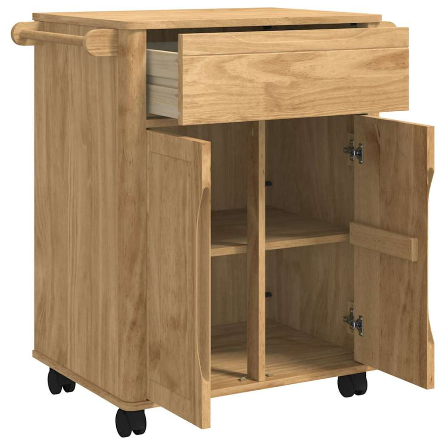 Keuken Trolley Wasbruin 72,5 x 45 x 80 cm Massief Vurenhout