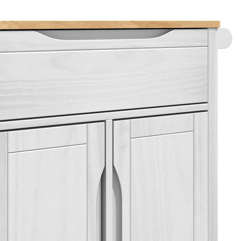 Keuken Trolley Wit 72,5 x 45 x 80 cm Massief Vurenhout