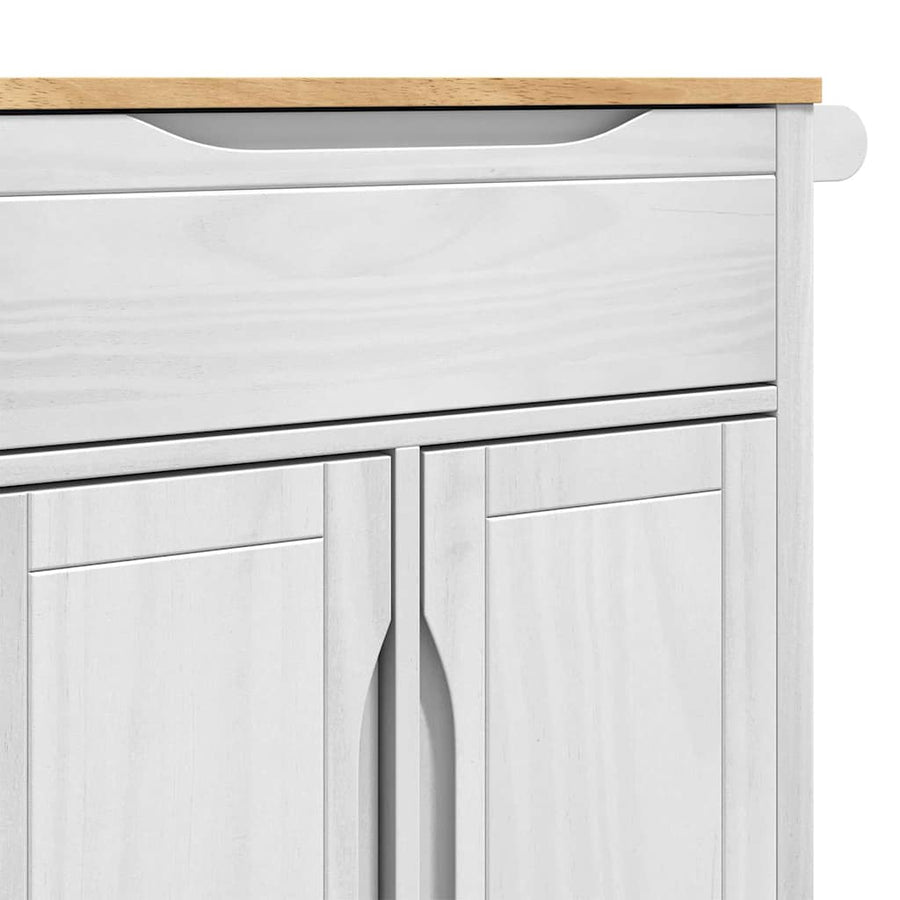 Keuken Trolley Wit 72,5 x 45 x 80 cm Massief Vurenhout