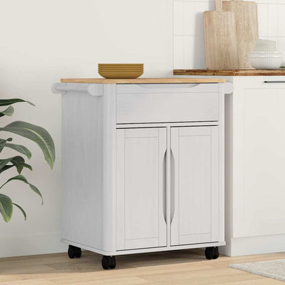 Keuken Trolley Wit 72,5 x 45 x 80 cm Massief Vurenhout