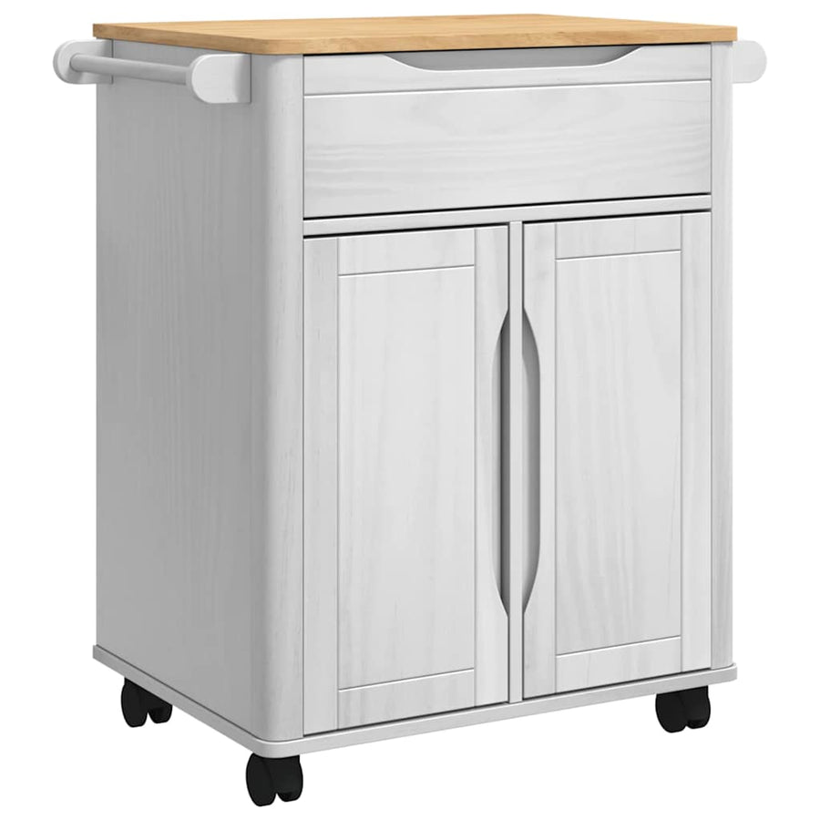 Keuken Trolley Wit 72,5 x 45 x 80 cm Massief Vurenhout