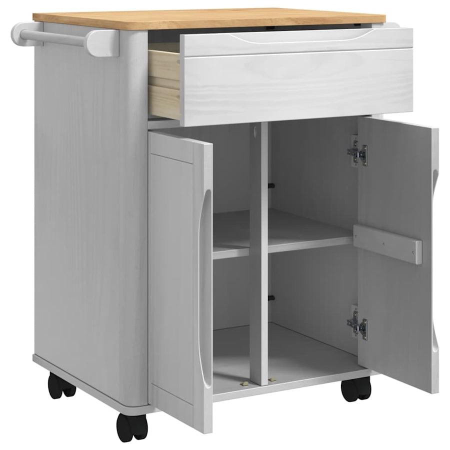 Keuken Trolley Wit 72,5 x 45 x 80 cm Massief Vurenhout