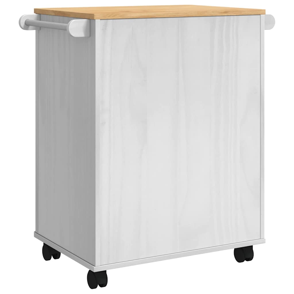 Keuken Trolley Wit 72,5 x 45 x 80 cm Massief Vurenhout