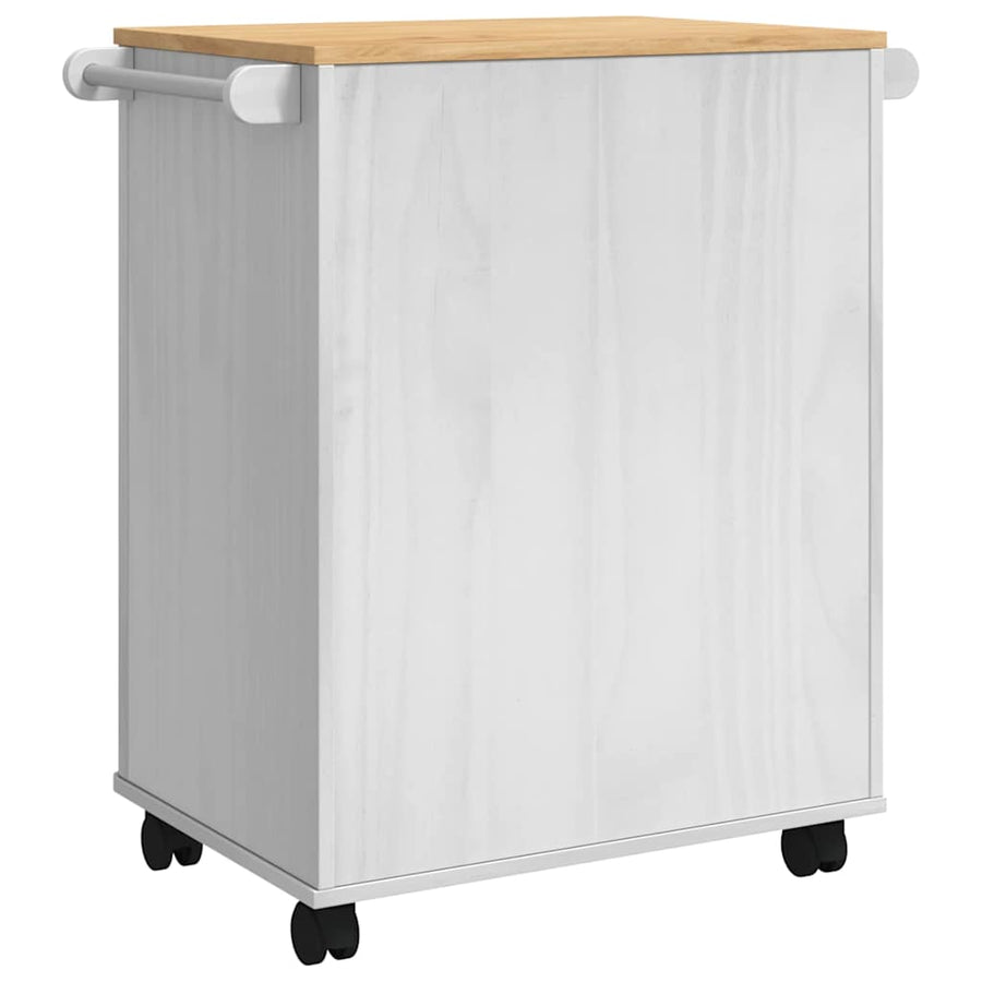 Keuken Trolley Wit 72,5 x 45 x 80 cm Massief Vurenhout