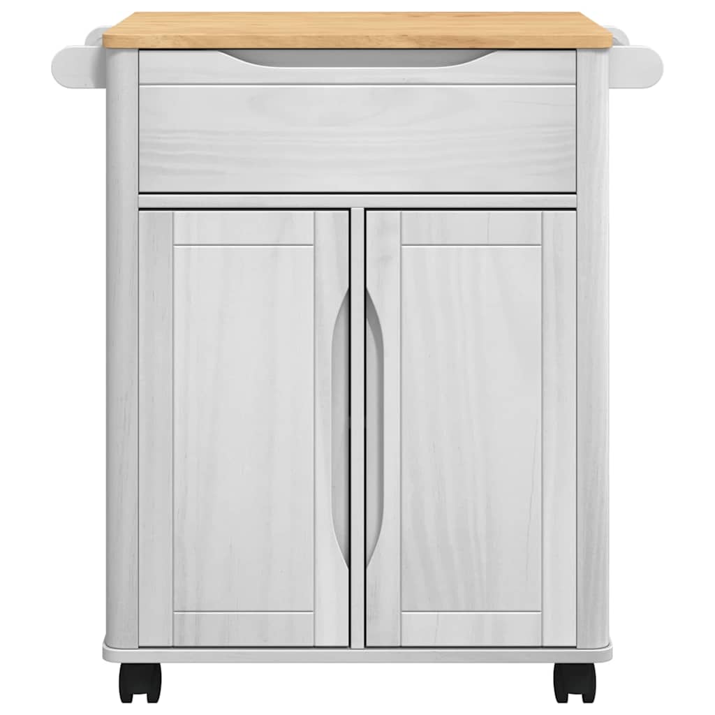 Keuken Trolley Wit 72,5 x 45 x 80 cm Massief Vurenhout
