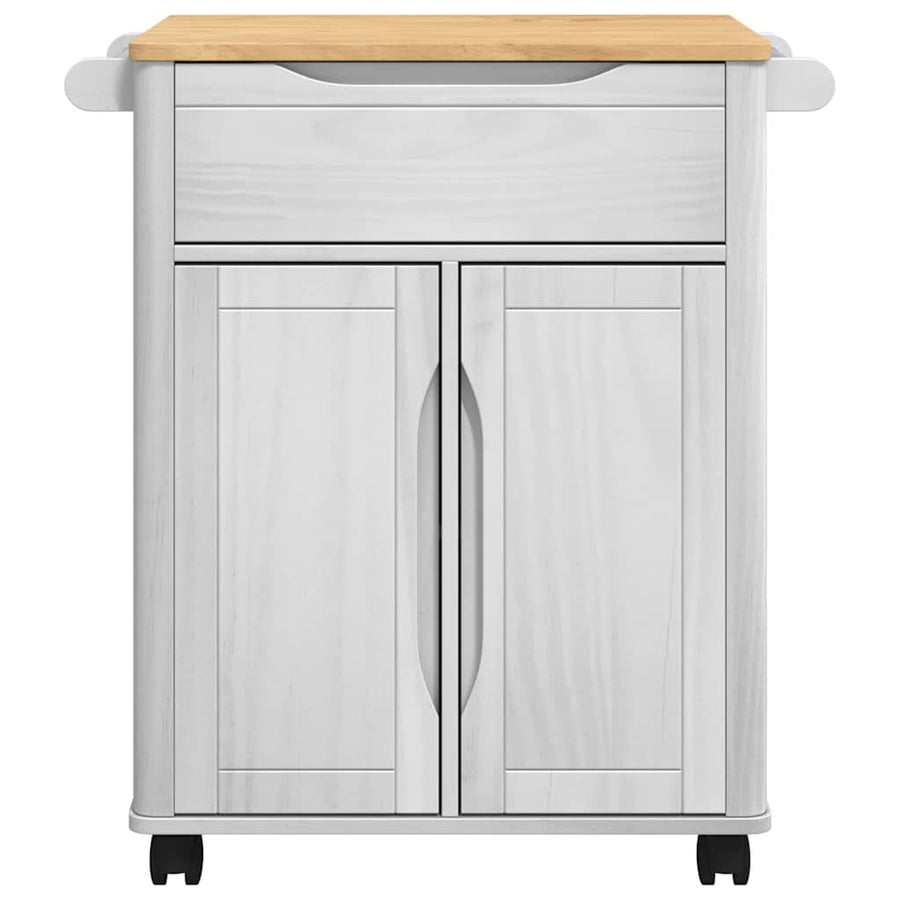 Keuken Trolley Wit 72,5 x 45 x 80 cm Massief Vurenhout