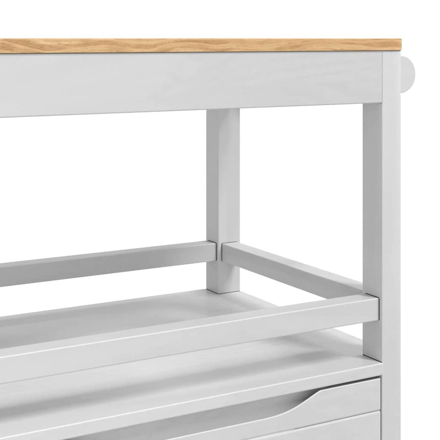 Keuken Trolley FLORO Wit 72,5 x 45 x 80 cm Massief Vurenhout