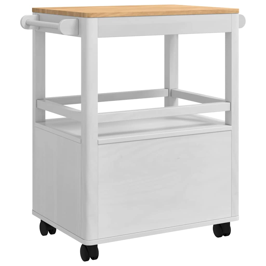 Keuken Trolley FLORO Wit 72,5 x 45 x 80 cm Massief Vurenhout