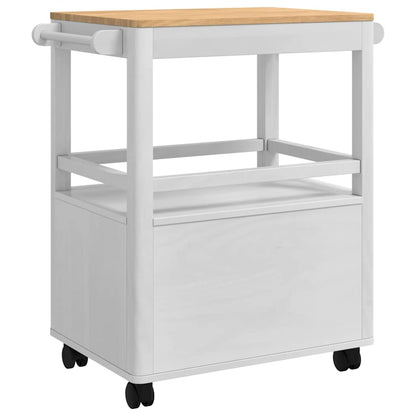 Keuken Trolley FLORO Wit 72,5 x 45 x 80 cm Massief Vurenhout