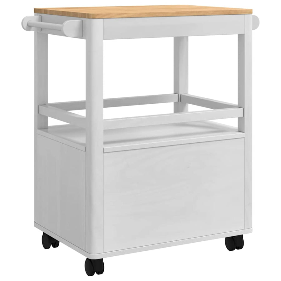 Keuken Trolley FLORO Wit 72,5 x 45 x 80 cm Massief Vurenhout