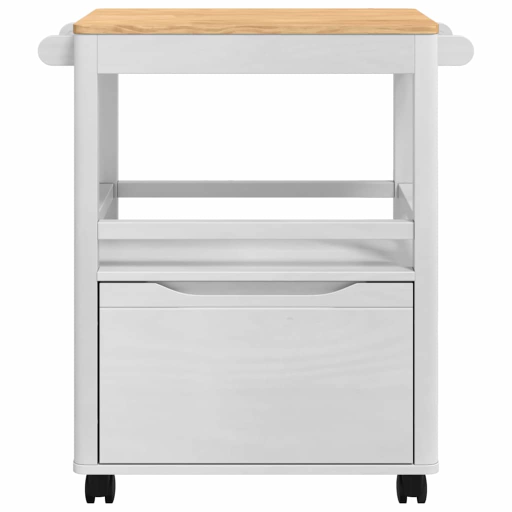 Keuken Trolley FLORO Wit 72,5 x 45 x 80 cm Massief Vurenhout
